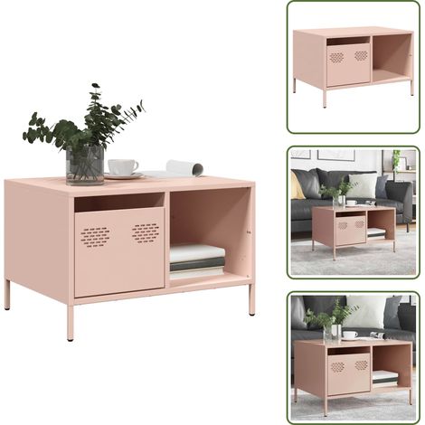 Table basse rose 68,5x50x43,5 cm acier laminé à froid - Table Basse - Tables Basses - Table D'appoint - Bout De Canapé (1/5)