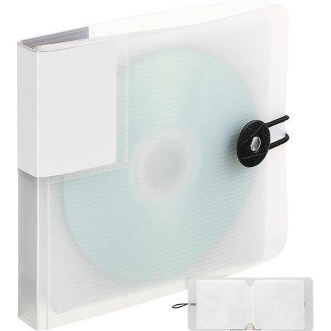 Portefeuille CD/DVD 12 Capacités en PP et Non-tissé Blanc (1/5)