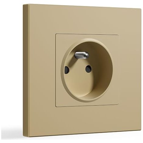 Prise Murale, Prise De Courant Alternatif avec Panneau En Plastique, Prises Électriques Standard, Prise Encastrable, Or (1/5)