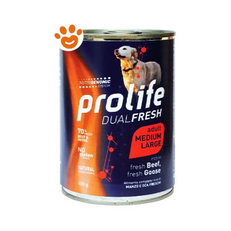 Prolife Dog Dual Fresh Adult Medium Large Manzo e Oca  - Prolife Dog Dual Fresh Adult Medium Large Manzo e Oca - Lattina Da 400 Gr