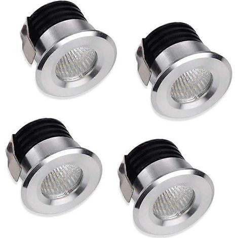Nouveaux produits : Lot de 4 mini spots LED encastrés, 3 W, blanc chaud, pour vitrines, éclairage intérieur, plaques de plâtre, avec transformateur [Ene (1/4)