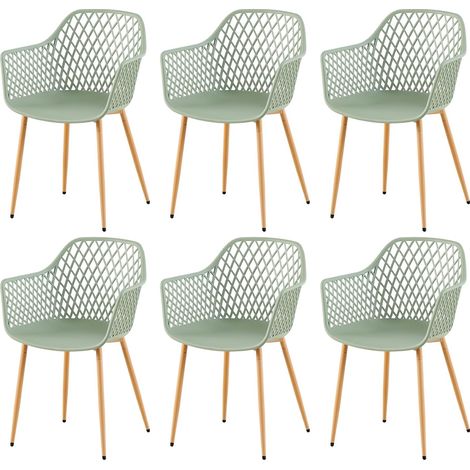 H.J Wedoo – Lot de 6 chaises de jardin avec accoudoirs – Confort ergonomique – Polypropylène durable – Charge maximale 120 kg – Dimensions 44x57x85 cm