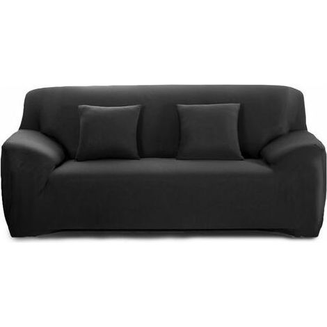 Stretch-Sofabezug für 2-Sitzer-Sofas mit Armlehnen, Sofaüberzug (Schwarz, 2-Sitzer) 680 g (1/5)