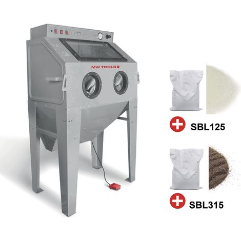 Pack cabine de sablage 415 L avec 25 kg de microbilles de verre et 25 kg de corindon brun MW Tools CAT415SET