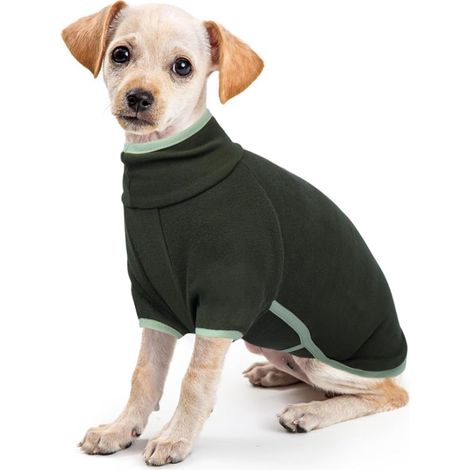 Manteau Polaire Chien, Veste Chiot Gilet Polaire Sweat-Shirt Pull Chien Petite Taille Pull pour Chihuahua Manteau Jack Russel Automne et Hiver(Vert, S) (1/5)