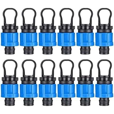 FENOPLASTICALot de 12 bouchons d'extrémité d'irrigation goutte à goutte 1/2" - Raccord universel - Compatible avec les bandes goutte-à-goutte de 16 à 17 mm (1/4)
