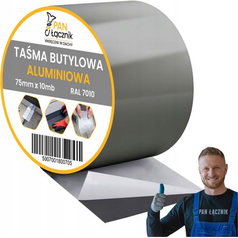 Bande Butyle De Toiture Aluminium, 75 mm x 10 m, Anthracite RAL7010, Ruban D'Etancheite