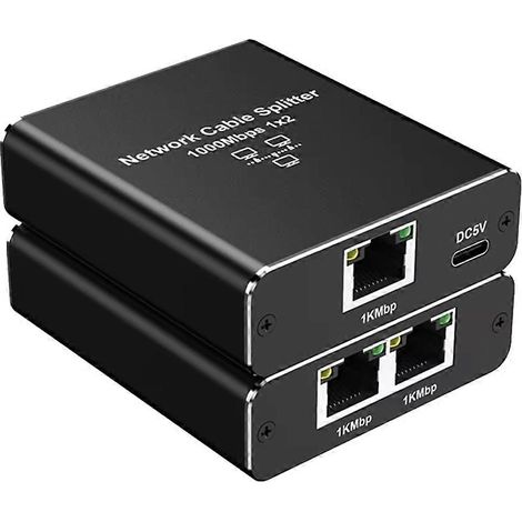 1000 Mbps Ethernet-Adapter, Cat 6 RJ45 Gigabit LAN Internet-Splitter für PC, Laptop, TV-Box und Router (1 auf 2 Ports). (1/5)