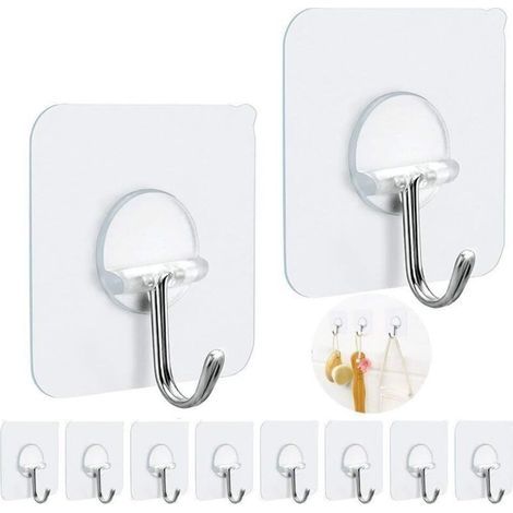 Crochets adhésifs Crochets adhésifs très résistants pour accrocher des cintres muraux sans clous 15 lb (Max) Rotation à 180 degrés sans couture sur les crochets muraux Salle de bain Cuisine Bureau Ext (1/5)