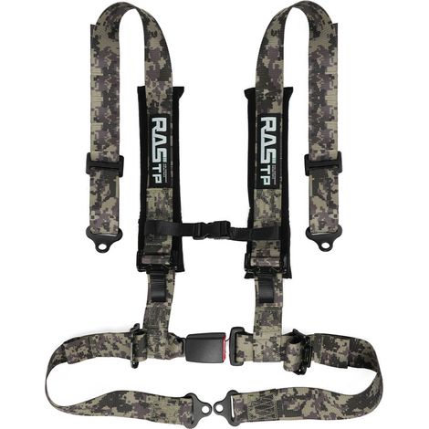 Car modification 2-inch four-point go-kart racing seat belt quick-release seat safety belt set - high strength polyester, four-point - camouflage (1/4)