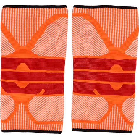 Manchons de genou compressifs respirants, antidérapants, extensibles tricotés pour femmes, genouillères sport orange rouge taille M, course et entraînement (1/5)