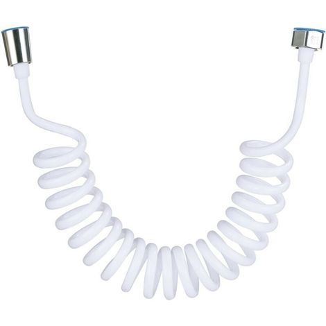 Tubo flessibile per doccia in schiuma con tappo in rame, tubo telescopico a molla, tubo flessibile retrattile per doccetta, WC e bidet (3M bianco)