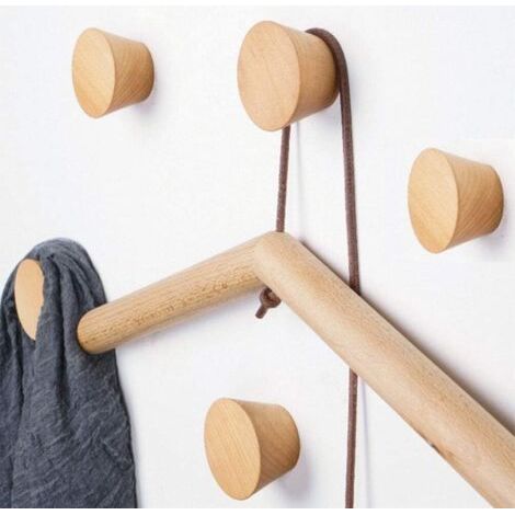 Crochet Mural Bois Porte Manteau Rond, Patère Bois 5 Pièces Naturel Crochet à Manteau Vintage Décoratif en Bois Naturel Branche Décorative Cintre Crochet De Vêtements