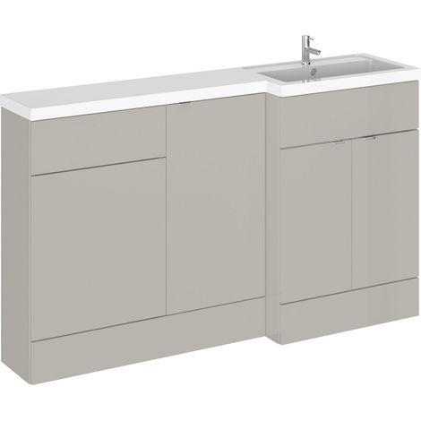 Alrewas Contemporary 2 Door Right-Hand Floor Standing Combination Unit with Basin, Pebble Grey, 1500mm