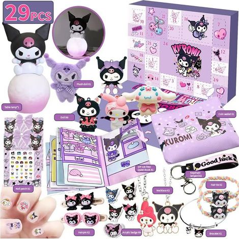 Calendrier de l'Avent Noël 2024 Kuromi My Melody Cinnamoroll Sanrio Jouet Accessoire Fille Cadeau Compte à Rebours 24 Jours