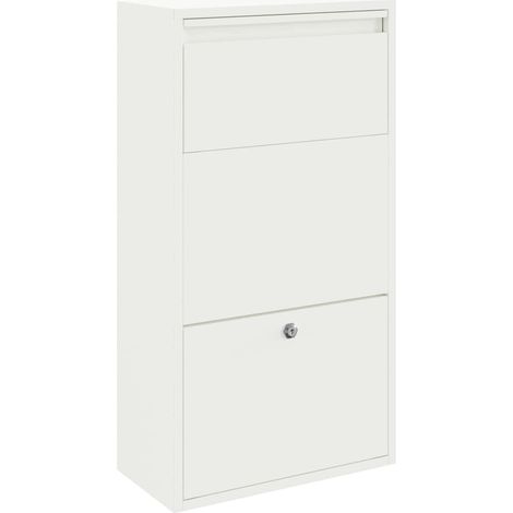 Boîte de dépôt de colis avec porte Blanc 44 x 22 x 82 cm Acier