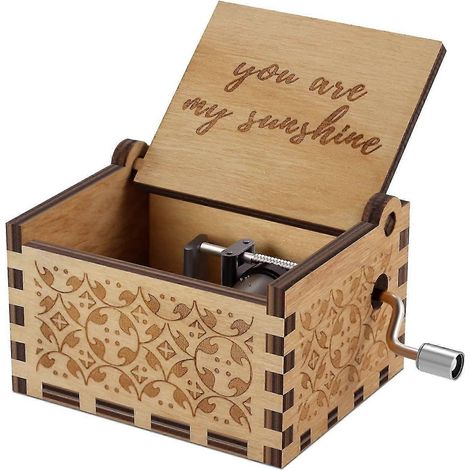 Boîtes à musique en bois « You are My Sunshine » gravées au laser style vintage. Idéales pour un anniversaire Noël ou la Saint-Valentin. (1/4)