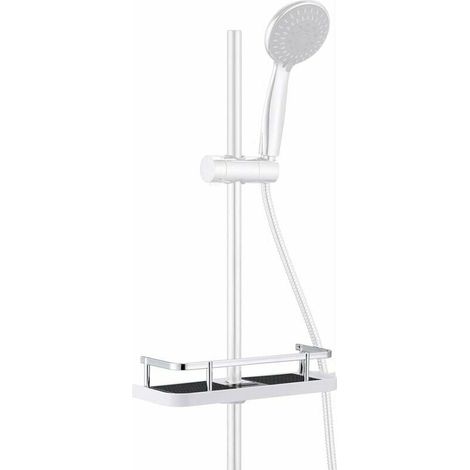 Mensola per doccia da bagno, portaoggetti da doccia sospeso per supporto doccia, nessuna foratura richiesta per asta doccia con anello e gancio - foro quadrato (30 18 mm) (1/4)