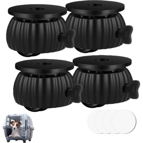 Lot de 4 mini roulettes pivotantes autocollantes - petites roulettes universelles - pour meubles, seaux, petits appareils électroménagers et bacs de rangement - noires - 4 × 3 cm (1/4)