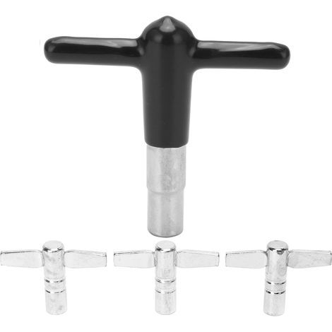 T-Griff-Trommelstimmschlüssel aus robustem Metall, 4er-Set glatter Trommelschraubendreher mit schwarzem Silikongriff (1/5)