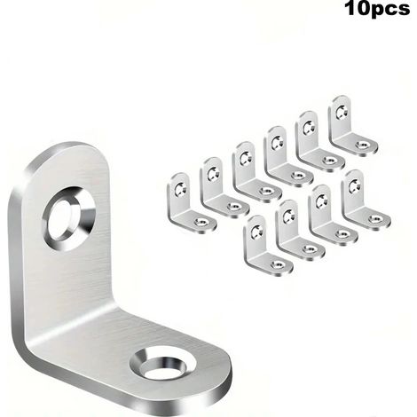 (10 pièces) Ensemble de 40 équerres d'angle en L, équerres métalliques pour étagères, meubles en bois, armoires, chaises et tiroirs (1/5)