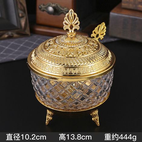 (Or) Grand sucrier de style européen avec couvercle, un pot à condiments luxueux pour le rangement en cuisine. (1/5)