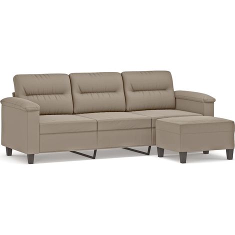 vidaXL Sofá de 3 plazas y taburete tela microfibra gris taupe 180 cm (1/2)