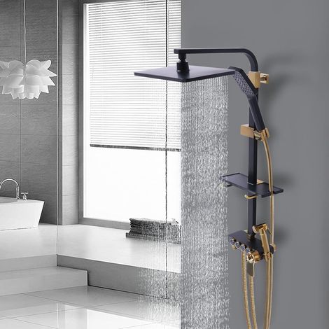 3-Stufen-Duscharmatur Thermostatische Duscharmatur Duschsystem Gold Schwarz Badarmatur Wasserversorgung Dusche Wandmontage Duscharmatur Handbrause