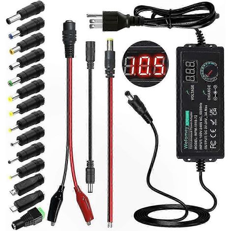 AC/DC-Netzteil, 3–24 V, 3 A, 72 W, einstellbare Ausgangsspannung: 3 V, 5 V, 6 V, 9 V, 12 V, 18 V, 20 V, 24 V Universaleingang: 100–240 V (1/5)