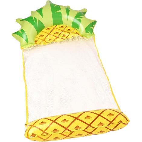 Chaise suspendue à l'eau en forme d'ananas (152×70 cm) – Flotteur gonflable avec imprimé tropical et filet de refroidissement, pour piscine, plage et jardin (1/5)