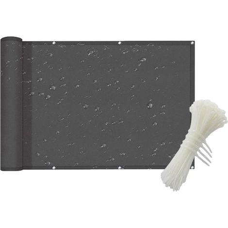 Mampara balcón, cubierta impermeable mayor privacidad, protección UV transparente, cordón ajustable, solar exterior, color blanco roto, 0,9 x 3 m (1/5)