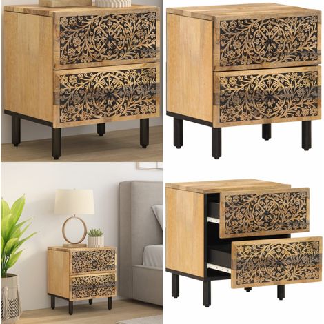 Table de chevet 40x33x46 cm Bois de manguier solide - Meuble de chambre - Bois de manguier massif (1/5)