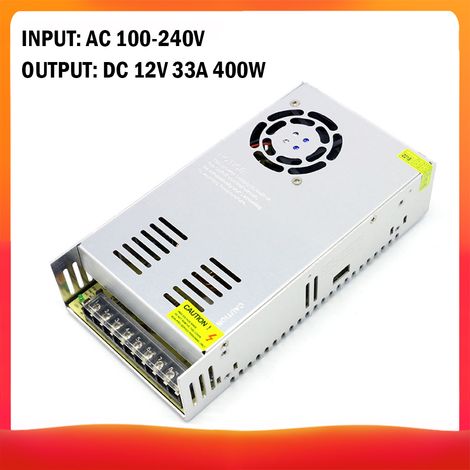 Fuente de alimentación conmutada de 12 V 33 A 400 W para tiras de LED y cámaras de vigilancia - Convertidor CA/CC estabilizado (1/5)