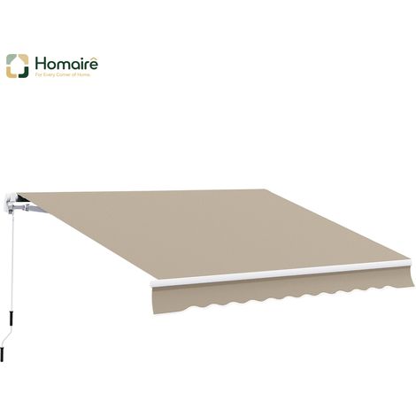 HOMAIRE Alu-Gelenkarmmarkise Sonnenschutz Beige für Balkon & Terrasse