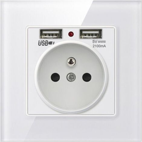 Wandstecker, Wandsteckdose mit zwei USB-Anschlüssen – Ladegerät für iPhone/Android (1 Stück) (1/5)