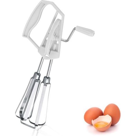 Rotierender Schneebesen, Edelstahl-Handschneebesen, Eierquirl, manueller Küchenmixer, Küchenhelfer (1/5)