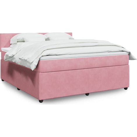 Boxspringbett mit Matratze Rosa 180x200 cm Samt