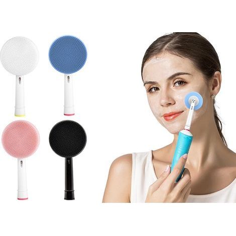 Lot de 2 têtes de brosse nettoyantes de rechange en silicone pour manche de brosse à dents Oral-B, blanche et rose