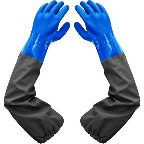 BRAVIX Dépolie Étanche Gants-Gants de Nettoyage D'étang, 26 inch Doublure Floquante Poignets Élastiques, Pour Industrie chimique Agriculture Pêche Construction