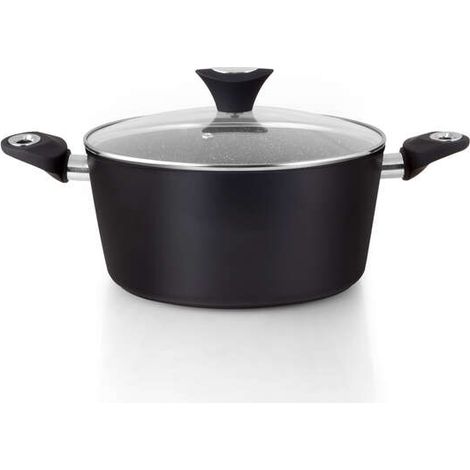 Orbegozo cfm 2024 fundicook casserole de aluminium forgé avec capacité de 5.09l - anti-adhérent de pfoa - poignée et couvercle ergonomiques de verre trempé - nettoyage facile - nettoyage facile