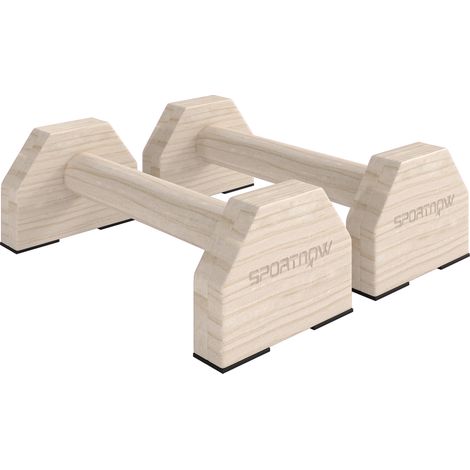Barres parallèles en bois avec tapis antidérapant pour entraînement à domicile, 30 x 13 x 10 cm, couleur naturelle (1/5)