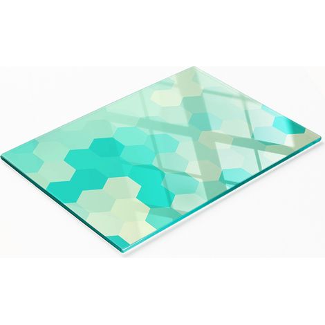 Stilvolle und robuste Glasplatte mit geometrischem Muster, 80 x 52 cm (1/5)