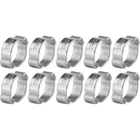 10 Pcs Adjustable Stainless Steel Hose Clamps (13-15mm) (1/5)