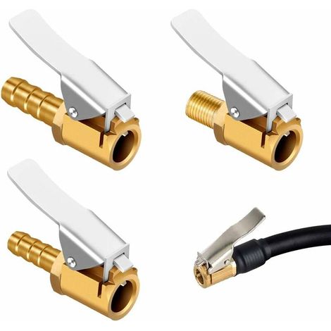 3 Pièces Embout de Gonflage Laiton, Clip de Pompe à Air, Raccord de Valve de Gonflage, Adaptateur de Valve de Pneu de Voiture, pour Pneu de Voiture ou Camion, 3 Modèles(M8 Fileté，6 mm,8 mm)