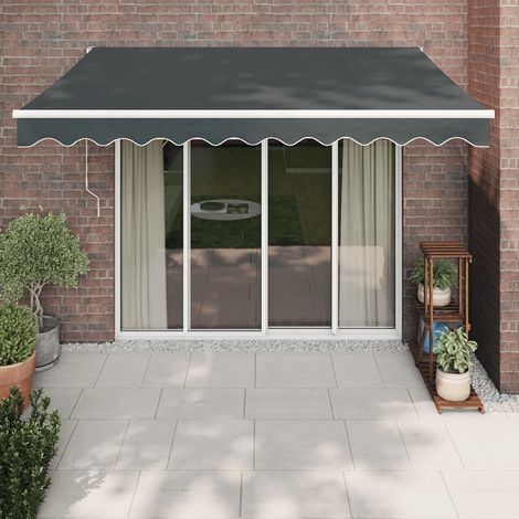 Auvent rétractable, Store Banne, Marquise Brise-soleil anthracite 3x2,5 m tissu et aluminium LKOWF39710 (1/5)