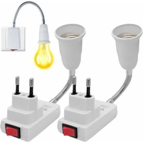 AIMOONSA Douille E27 avec Interrupteur sans Fil, 2 Pices 360 degrs rglable support ampoule e27, adaptateur douille ampoule, pour Bureau Chambre Cuisine, Lampe de Lecture au Lit (sans ampoule) (1/5)