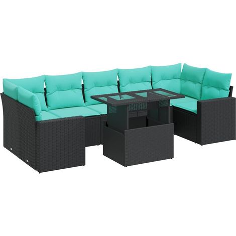 Maison Exclusive - 8-tlg. Garten-Sofagarnitur mit Kissen Schwarz (1/5)