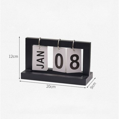 Calendrier de bureau en bois réversible - Ornement décoratif noir pour la maison - Pine wood (1/2)
