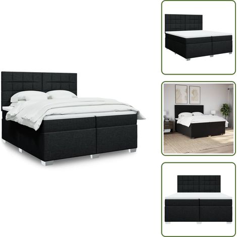 The Living Store Boxspringbett mit Matratze Schwarz 200x200 cm Stoff - Boxspringbett - Doppelbett - Bettsofa - Schlafsystem - Massives Holz (1/5)