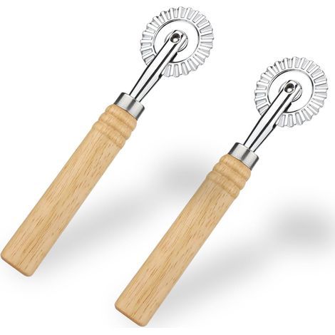 2pcs Roulette Patisserie, Coupe Pâte Roulette avec Manche en Bois Roue de Coupe Ravioli Fabrication de Dentelle de Boulettes Nouilles Rouleau Coupe Pâte pour la Maison la Cuisine (1/5)